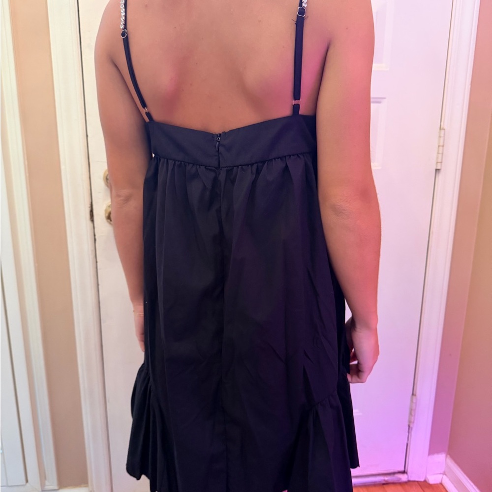Black Dress with Rhinestone Straps - Picture 3 of 3